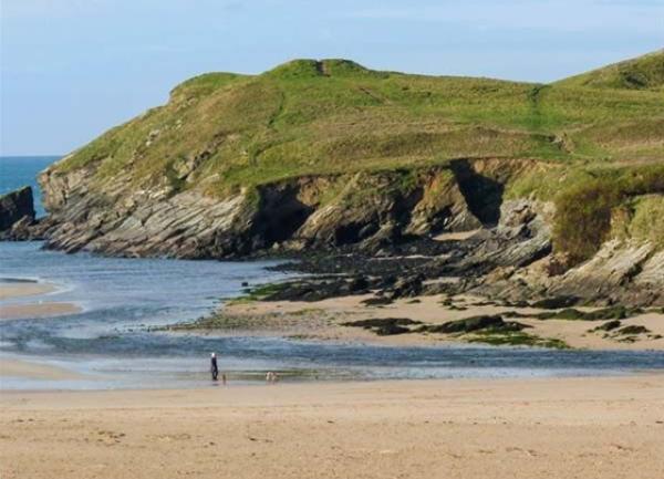 North Cornwall beaches and rugged coastline at low tide near Newquay