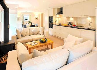 Open plan living area in a Peak District barn conversion.