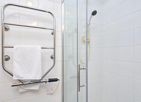 Tiled shower cubicle.