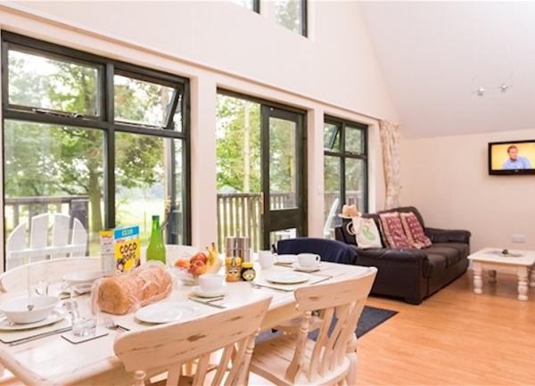 Lounge dining area with sofa and dinner table