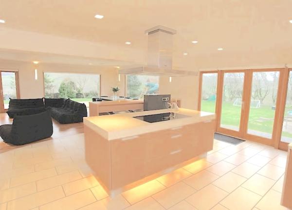 Glass-walled-open plan living area-lounge-kitchen
