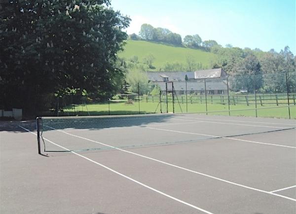 Tennis court in a rural location