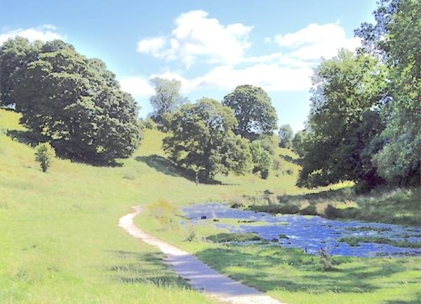 riverside walk in the countryside.