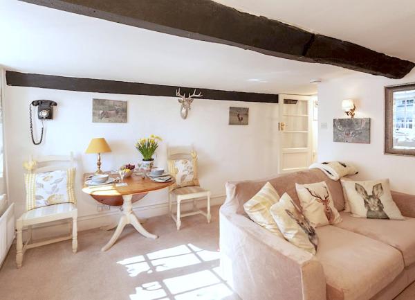 Oak-beamed lounge and dining areas.
