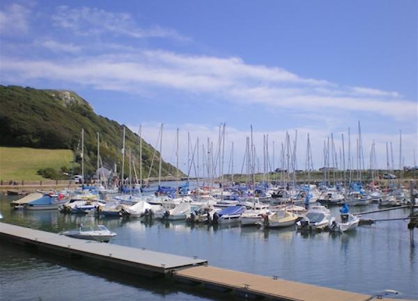 A marina for small boats on the Axe Estuary.