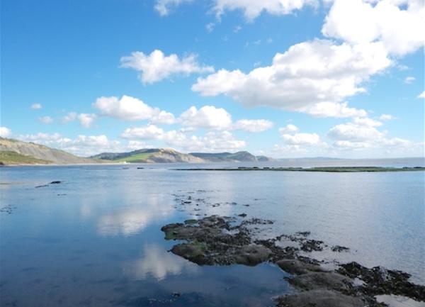 Dorset's Jurassic coastline at high tide.