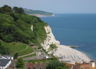 Beer Beach in East Devon - a shingle cove beneath cliffs.