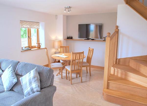 Dining area in front of a hatch to the kitchen.
