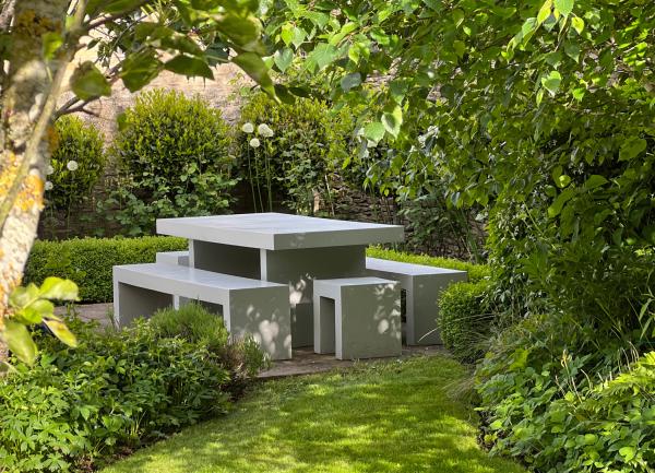 Seating in the garden.