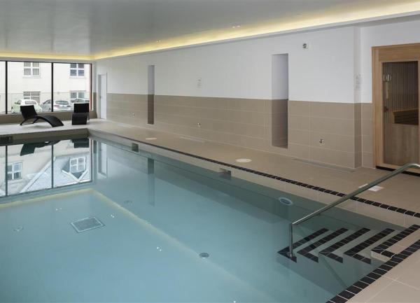 Heated indoor swimming pool for guest use.