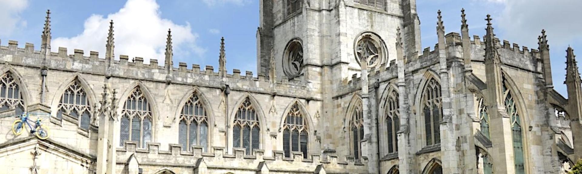 The exterior of a grand Gothic-syle cathedral in Beverley.