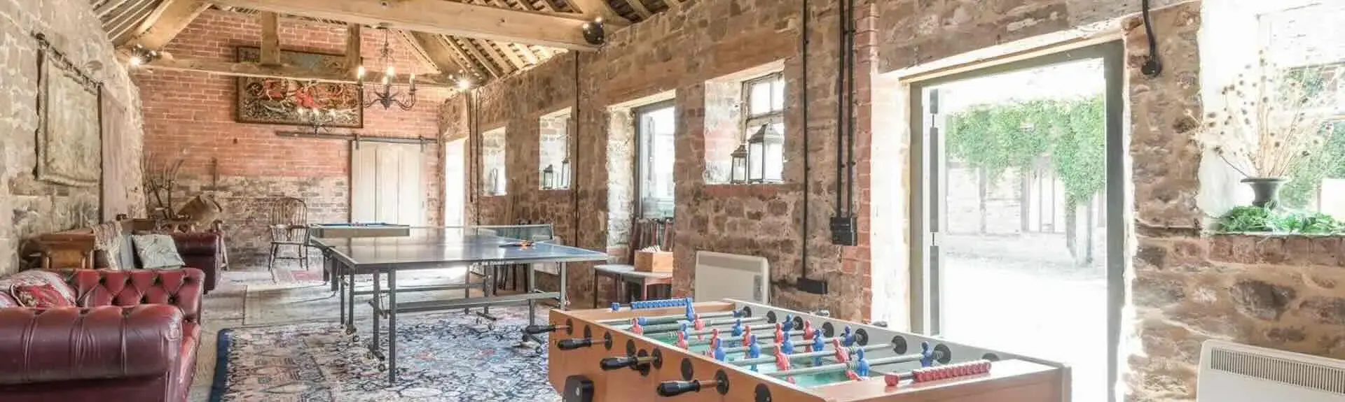 Shropshire holiday cottage games room with pool table, table tennis in a barn conversion.