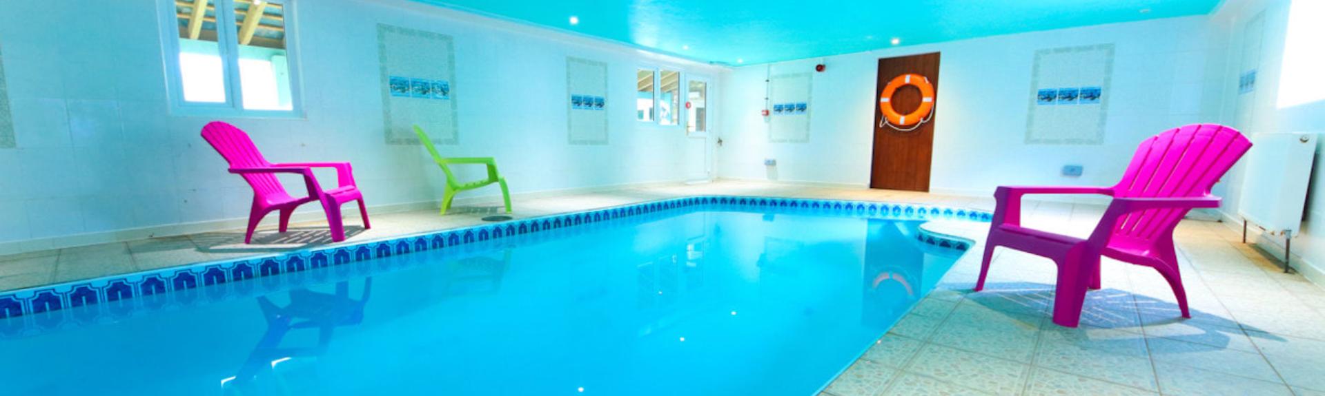The Indoor Heated Pool at River View Cottage near Honiton, Devon