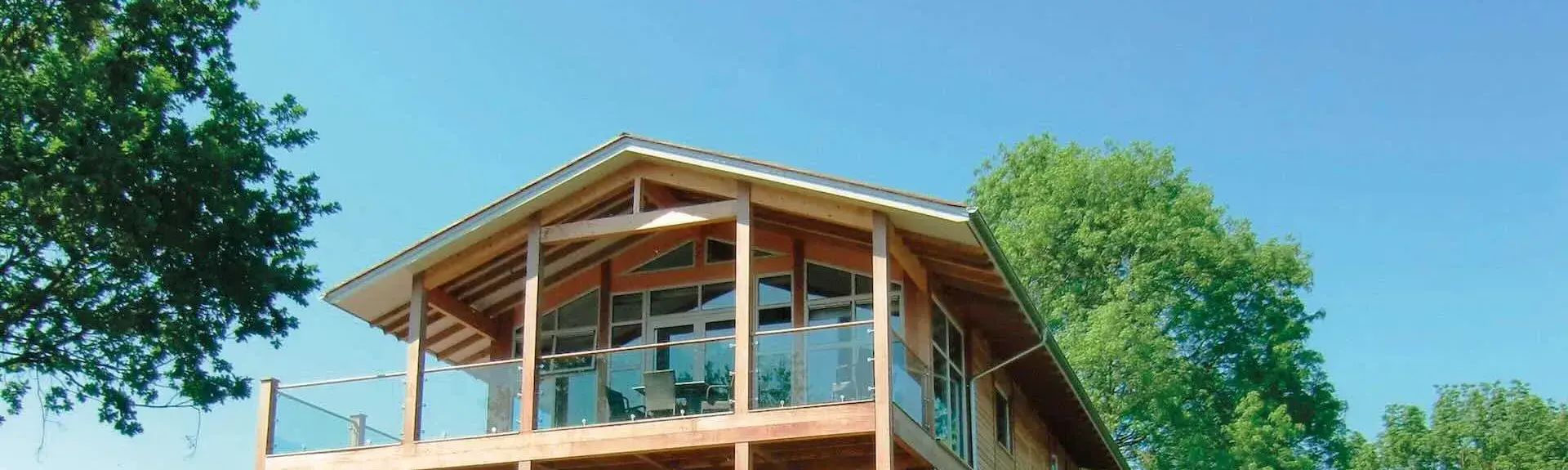 A 3-storey, wood and glass holiday home in a rural location.