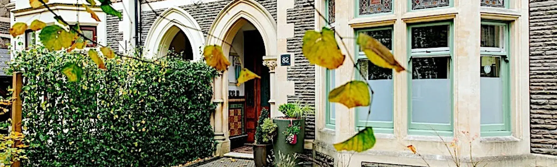 Bay windowed ground floor exterior of a Victorian townhouse