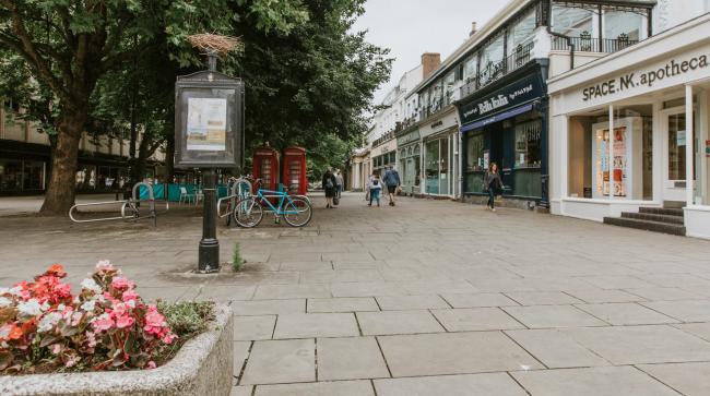 Photo credit: Second Nature, a Luxury Holiday Cottage in Cheltenham A pedestrian shopping street in Cheltenham with Regncy architcture. Two rows of independent shops overlook the tree-lined street which also features floral displays.