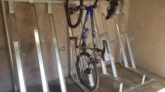 The Guest Bicycle Rack at Derwent House in Derbyshire A bike rack providing secure storage for up to eight bicycles of all sizes.