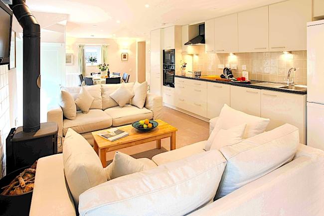 Open plan living area in a Peak District barn conversion.
