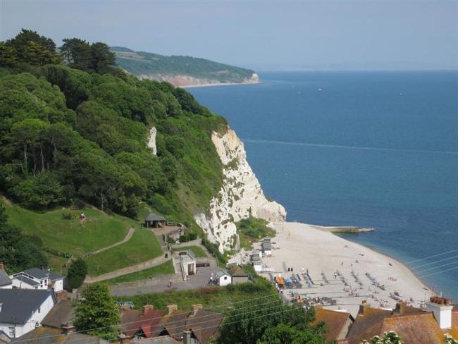 Beer Beach in East Devon - a shingle cove beneath cliffs.