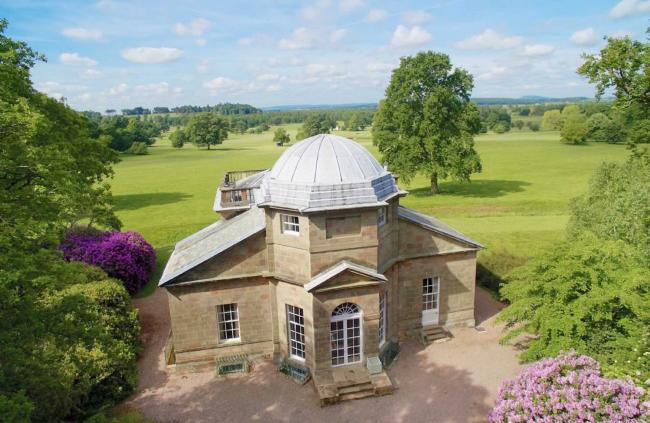 Temple folly on a country estate converted to a luxury cottage.