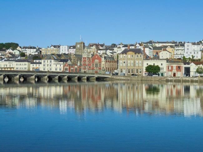 Bideford Quay and its Medieval Bridge at High Tide